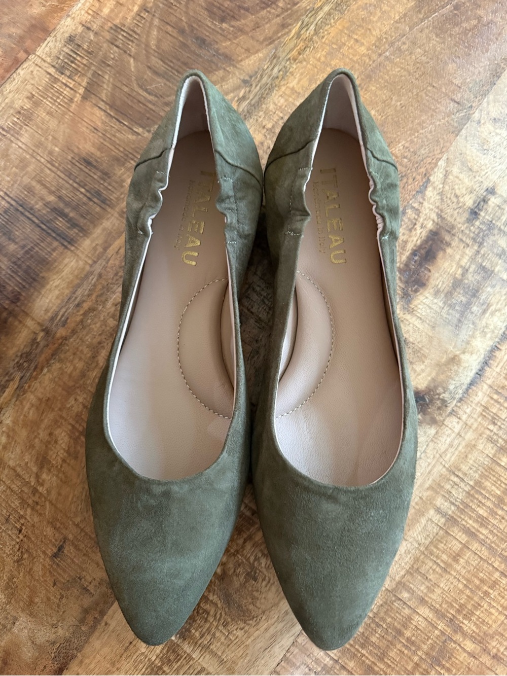 Nib Italeau Mara Ballet Flats In Army Green, Size 40 — image 6 of 8
